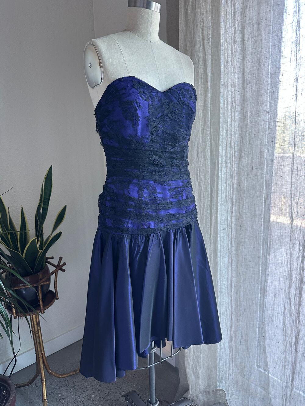 Women's Large Dress Purple Black Lace Gothic Grunge Vintage 90s